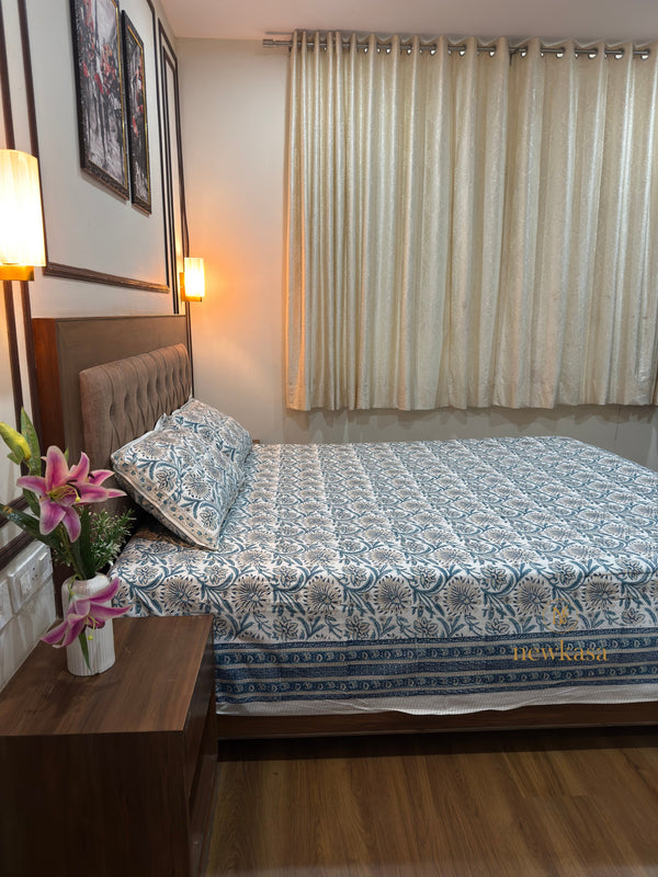 SUNFLOWER PRINT JAIPURI PREMIUM COTTON BEDSHEET (KING SIZE 108*108) - newkasa