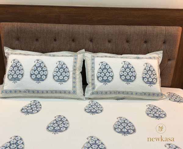 JODHPUR INDIGO PAISLEY PREMIUM COTTON BEDSHEET (KING SIZE 108*108) - newkasa
