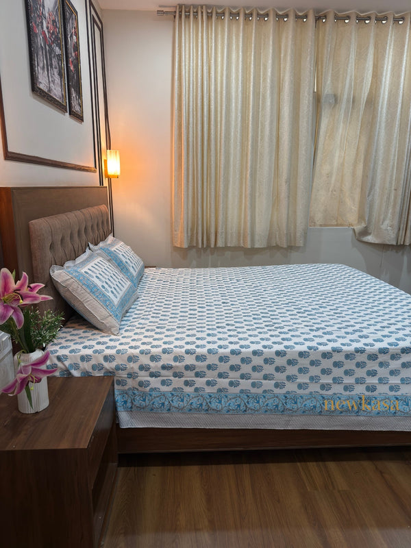 CHRYSANTHEMUM JAIPURI PREMIUM COTTON BEDSHEET (KING SIZE 108*108) - newkasa