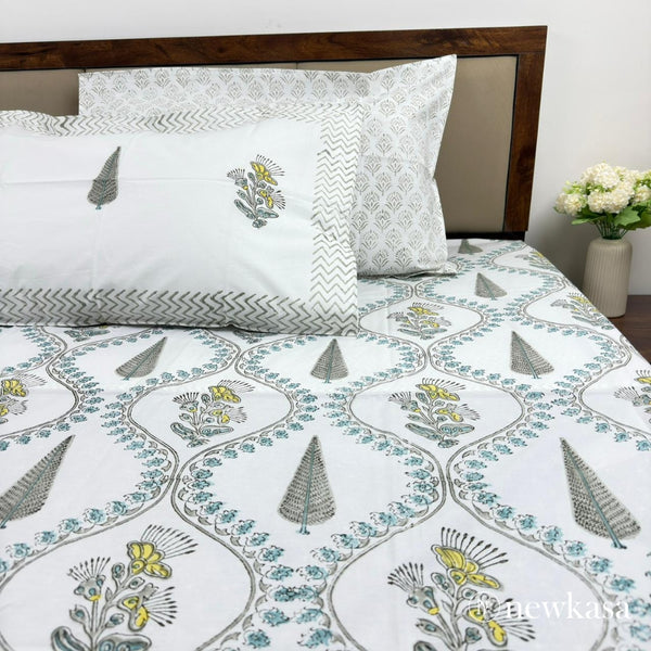 SHVETVATIKA – Handblock Cotton Bedsheet | Queen 90×108 |