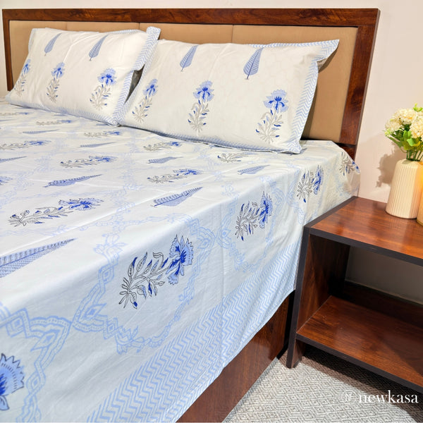 Neel Rooh Rangrez – Handblock Cotton Bedsheet, King 108×108