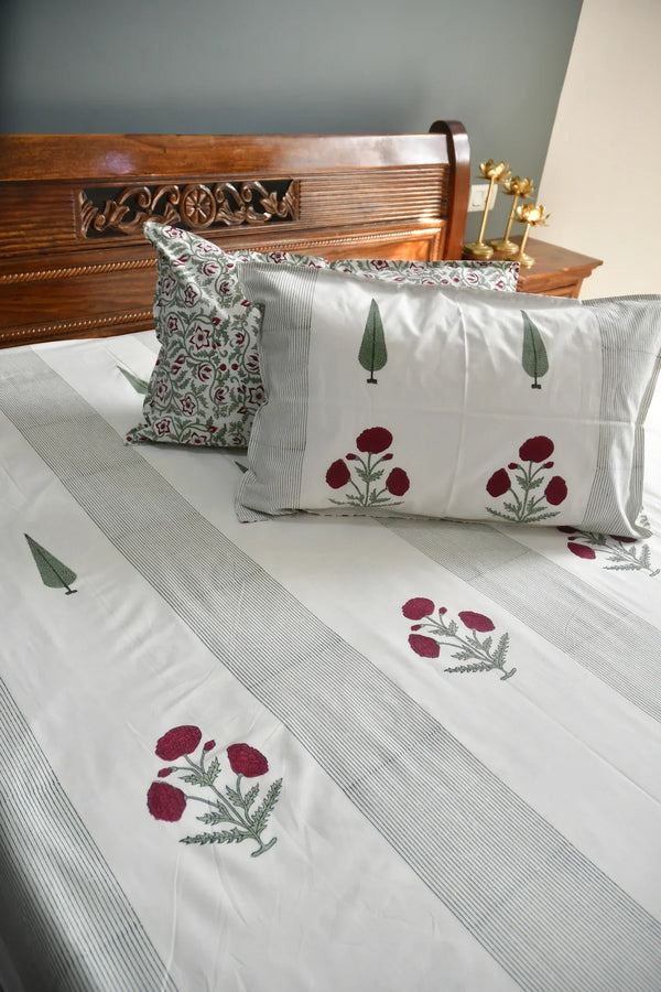 CYPRESS & MARIGOLD PERACLE COTTON BEDSHEET (QUEEN SIZE 90*108) - newkasa