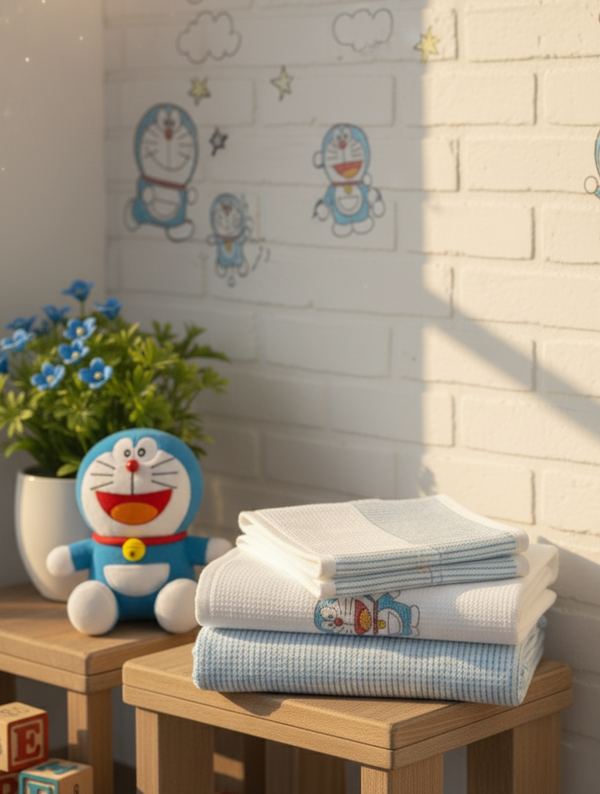 Dora’s Dreamland Waffle Handblock Printed Baby Towel Set of 2