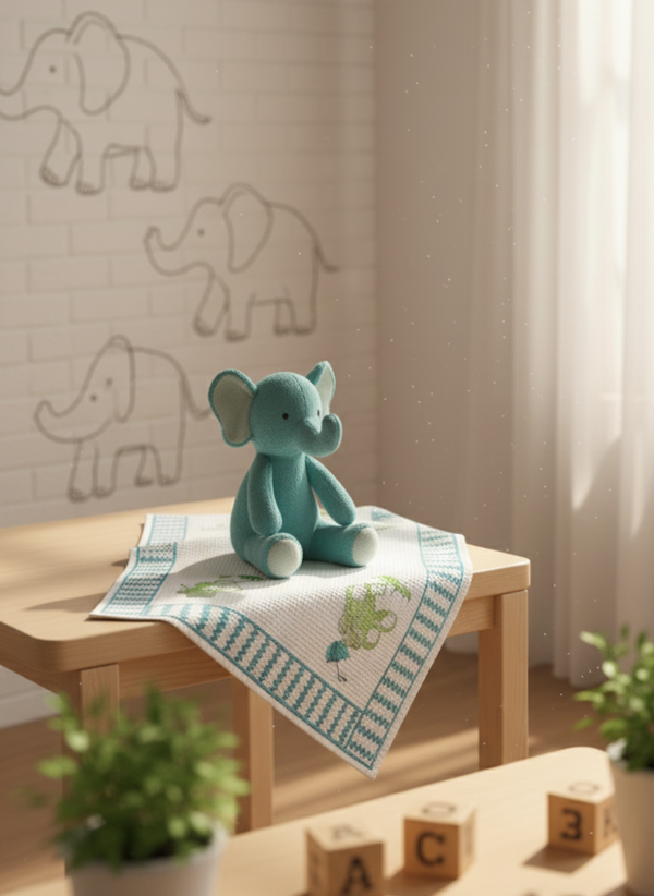 Rainy Roro Waffle Handblock Printed Baby Towel Set of 2