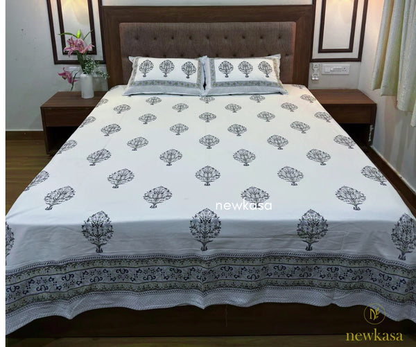 Rajvan – Jaipuri Hand Block Cotton Bedsheet (QUEEN SIZE 90*108)