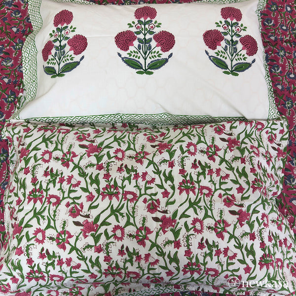 ANAR BAGH - Jaipuri Hand Block Cotton Bedsheet (KING SIZE 108*108)