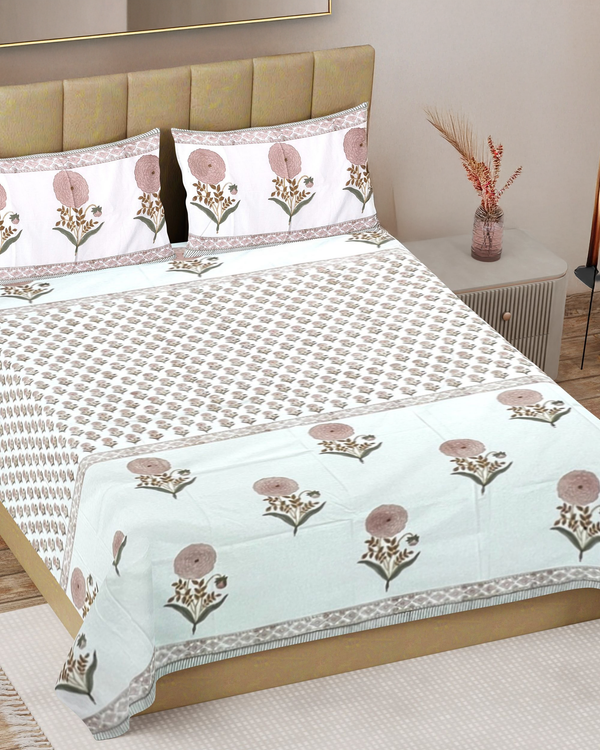 GULZAR BLUSH PERACLE COTTON BEDSHEET (QUEEN SIZE 90*108) - newkasa