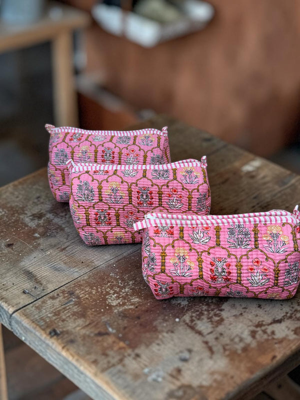 Quilted Pouch Trio - Blush Bloom