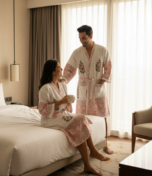 GULRANG – HANDBLOCK WAFFLE COTTON BATHROBE