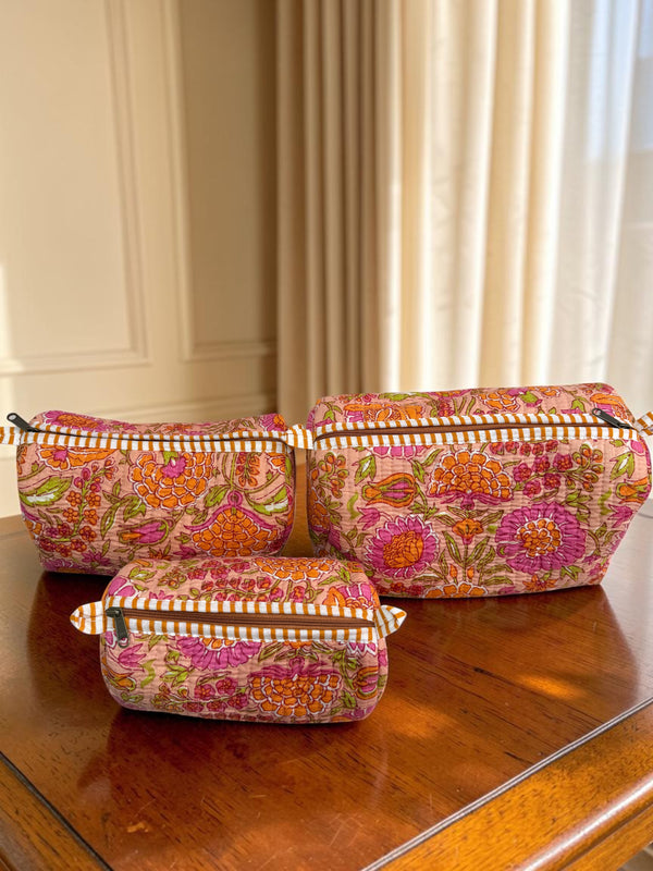 Quilted Pouch Trio - Gulbahar Peach
