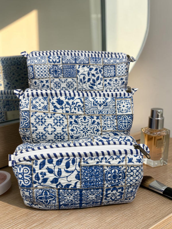 Quilted Pouch Trio - Indigo Kashi