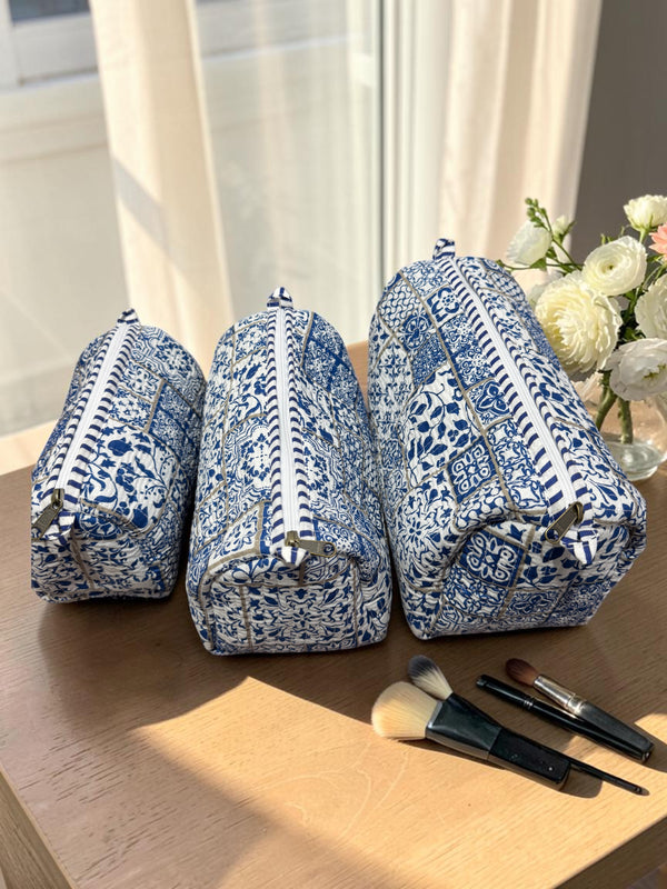 Quilted Pouch Trio - Indigo Kashi
