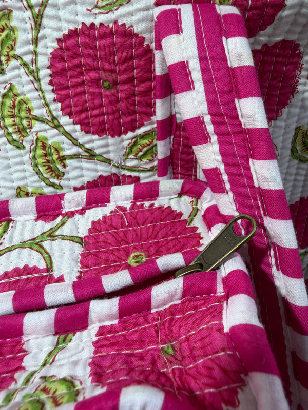 Rosy Bloom Quilted Tote Bag
