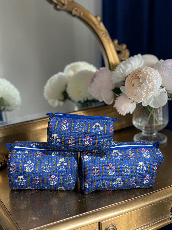 Quilted Pouch Trio - Royal Blue