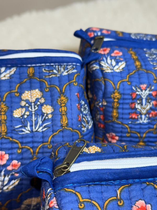 Quilted Pouch Trio - Royal Blue