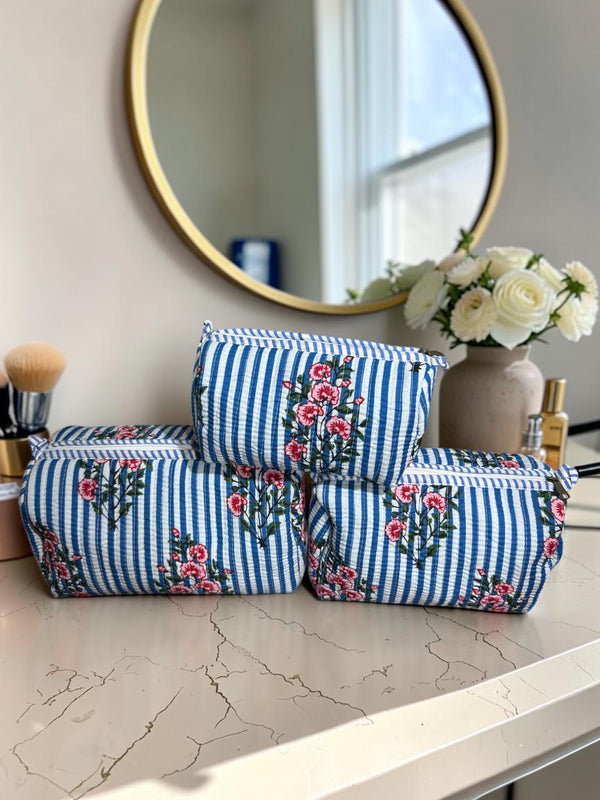 Quilted Pouch Trio - Floral Tide