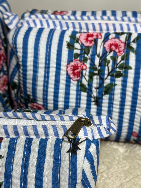Quilted Pouch Trio - Floral Tide