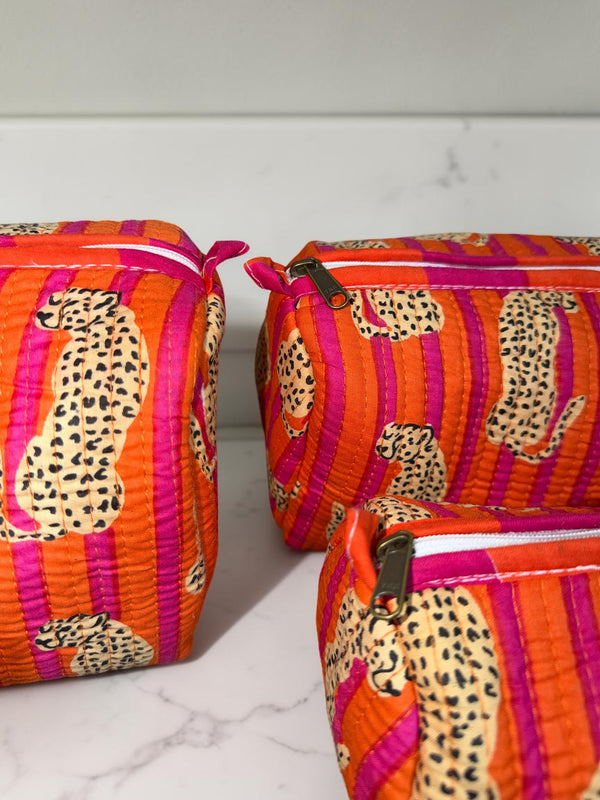 Quilted Pouch Trio - Leopard Lane