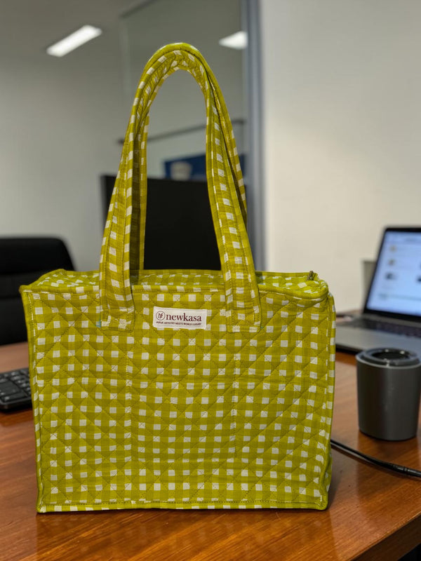 Olive Check - Office Tote Bag