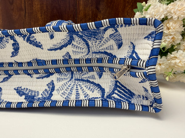 Indigo Block Print Quilted Tote Bag