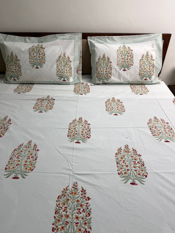 SUKOON VATIKA – Handblock Percale Cotton Bedsheet