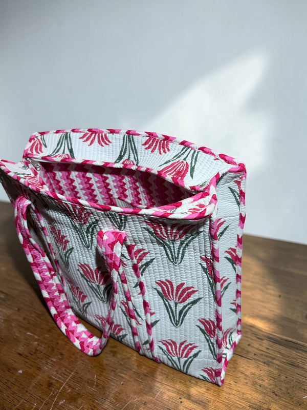 Pink Blossom Handblock Tote bag