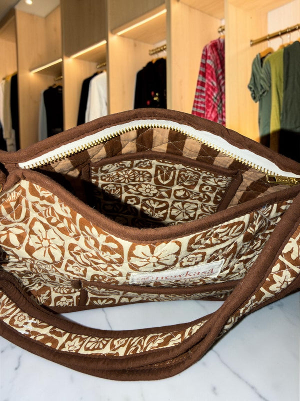 Mocha Floral Sling Bag