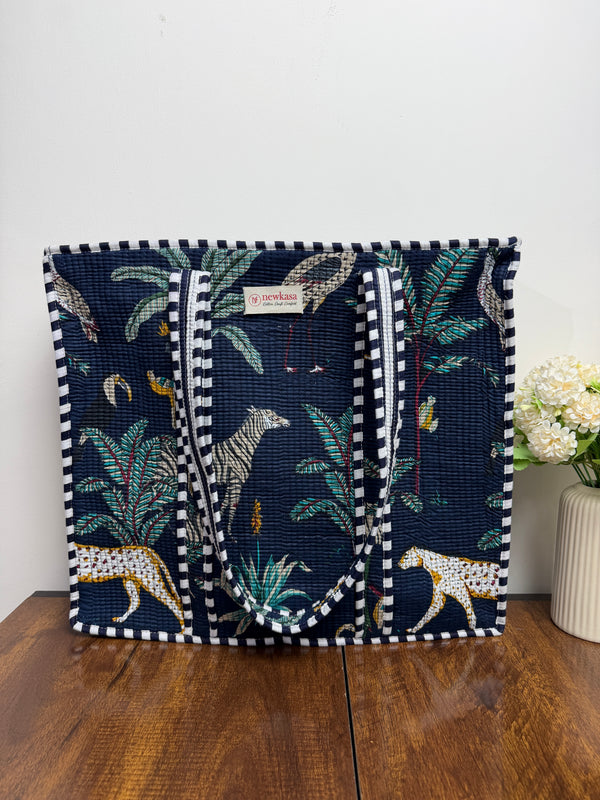 Quilted Tote Bag - Midnight Aranya