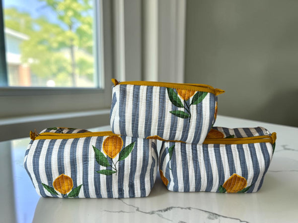 Grey Lemon Grove- 3- Toiletry Pouch