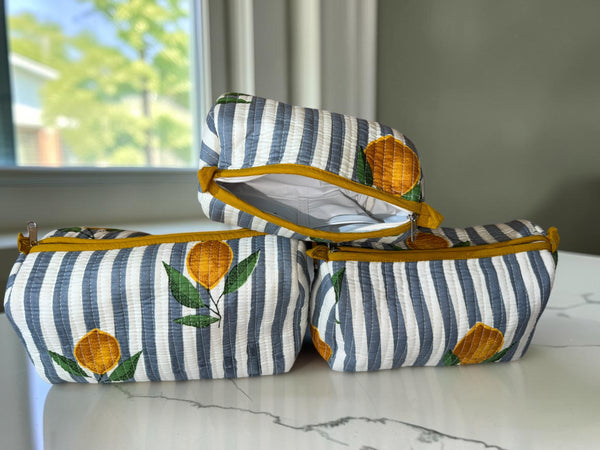 Grey Lemon Grove- 3- Toiletry Pouch