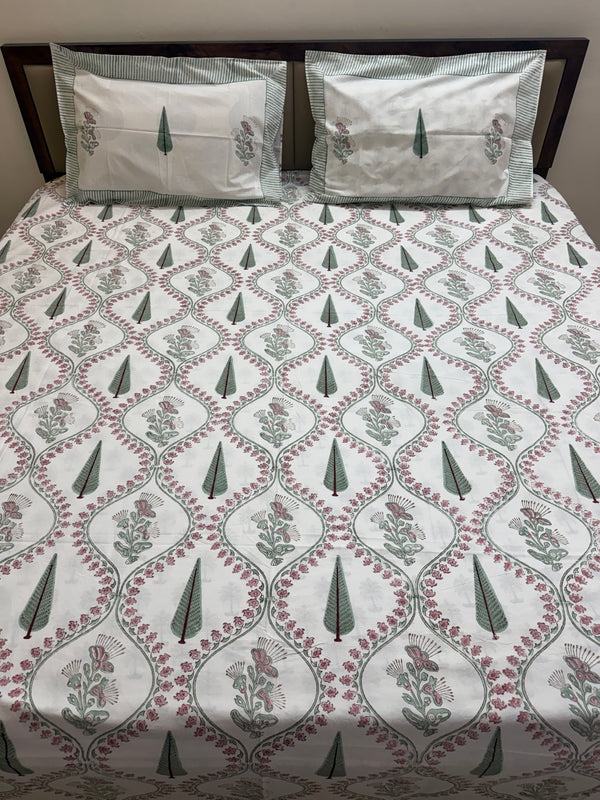 Gul Meher Jaal - Jaipuri Hand Block Cotton Bedsheet