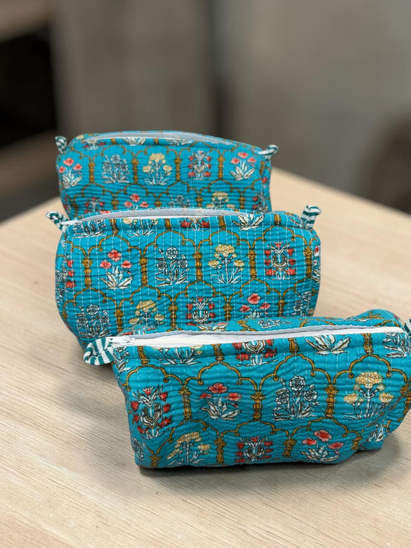 Quilted Vanity Bags – Aqua Garden