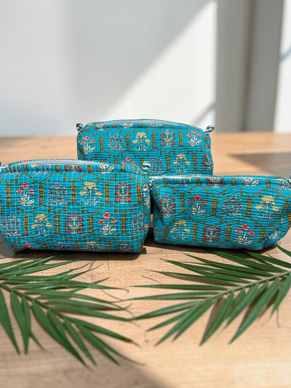 Quilted Vanity Bags – Aqua Garden