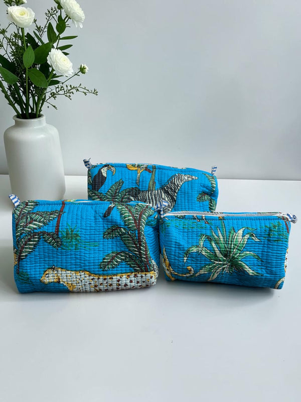 Quilted Pouch Trio - Ocean safari