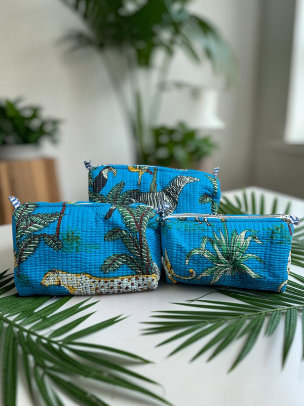 Quilted Pouch Trio - Ocean safari