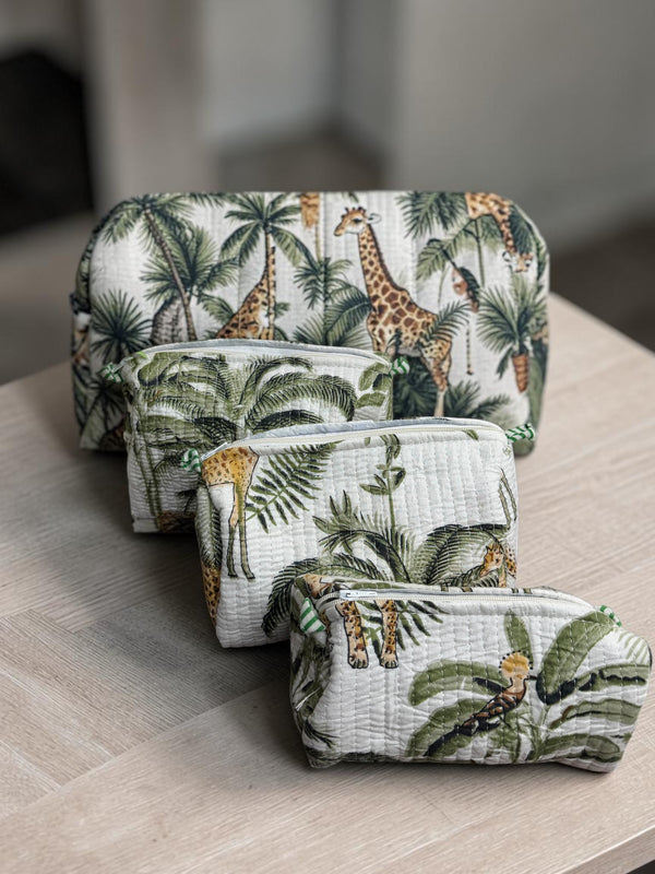 Quilted Pouch Trio- Ivory Safari