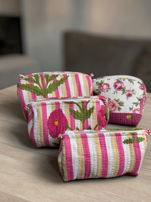 Quilted Pouch Trio- Candy Bloom