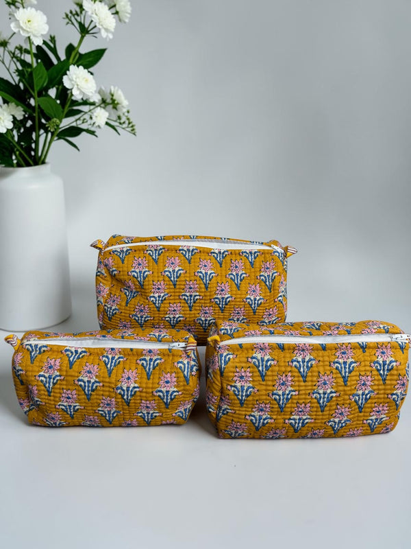 Quilted Vanity Set - Mustard Petals