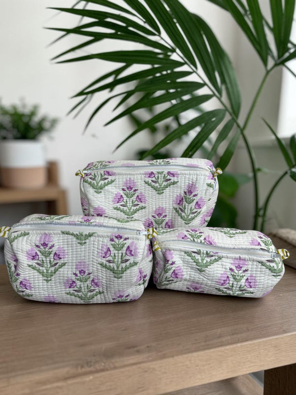 Quilted Pouch Trio - Lilac Meadow