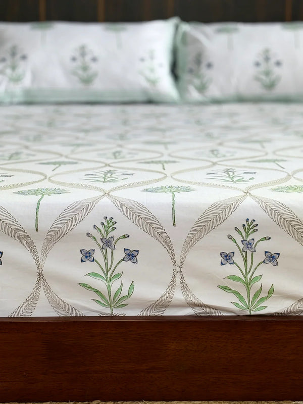 FERN & FLAX COTTON BEDSHEET (QUEEN SIZE 90*108) - newkasa