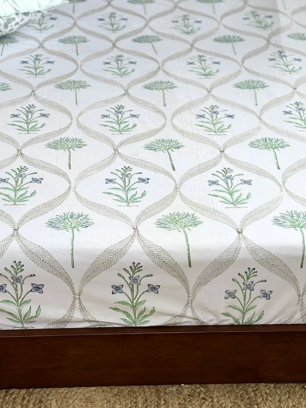 FERN & FLAX COTTON BEDSHEET (QUEEN SIZE 90*108) - newkasa