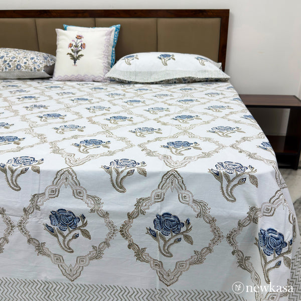 NEEL PHOOLKARI – Handblock Percale Cotton Bedsheet | King 108×108