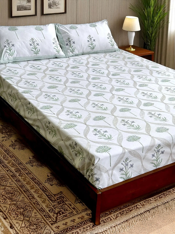 FERN & FLAX COTTON BEDSHEET (QUEEN SIZE 90*108) - newkasa