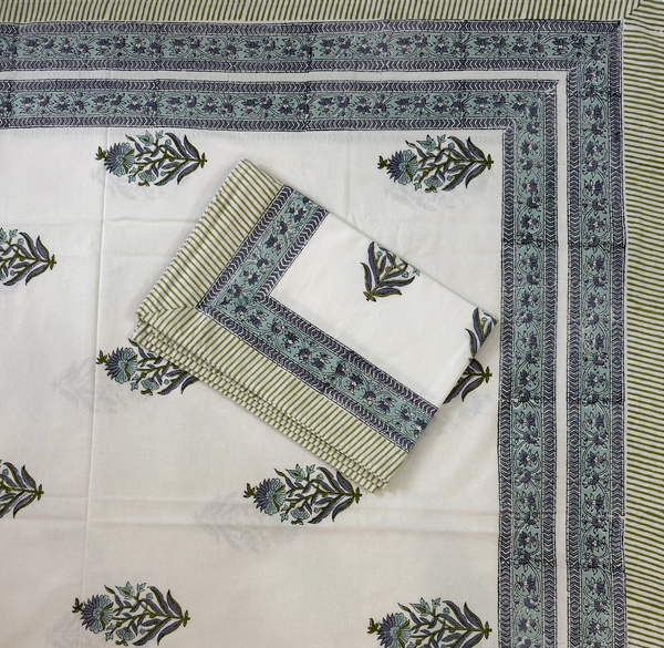 Rajasthani Hand Block Print Bedsheet – Elegant Floral Pattern - newkasa