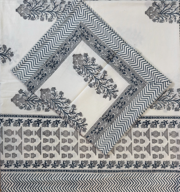 Jaipuri Premium Cotton Bedsheet with Marigold Vine Motifs - newkasa