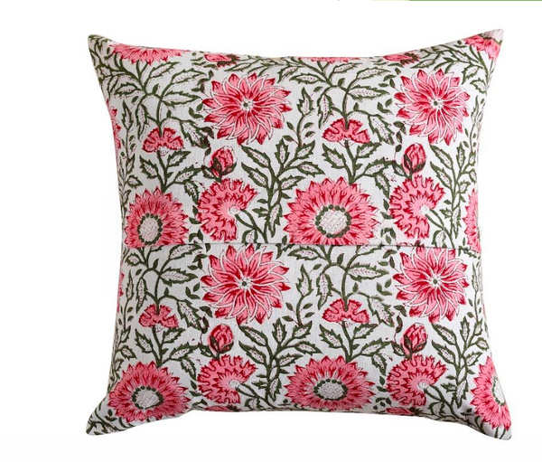 CHANDNI BLOOM HAND BLOCK COTTON CUSHION COVER SET – 16x16