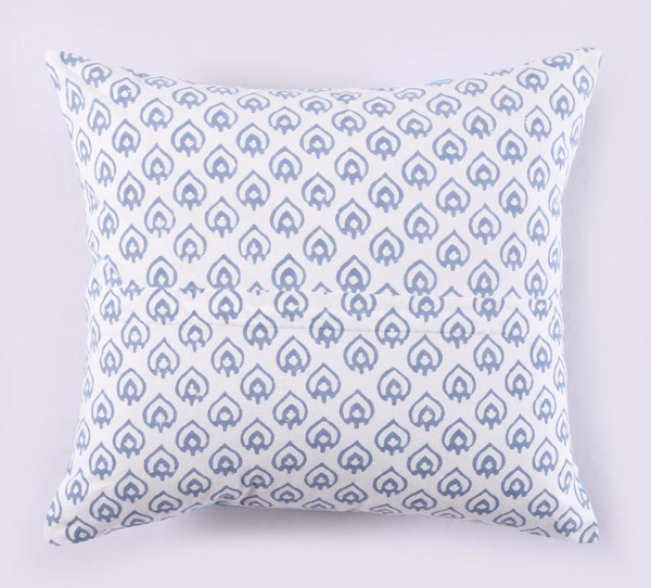 INDIGO DROP HAND BLOCK COTTON CUSHION COVER SET – 16x16 - newkasa