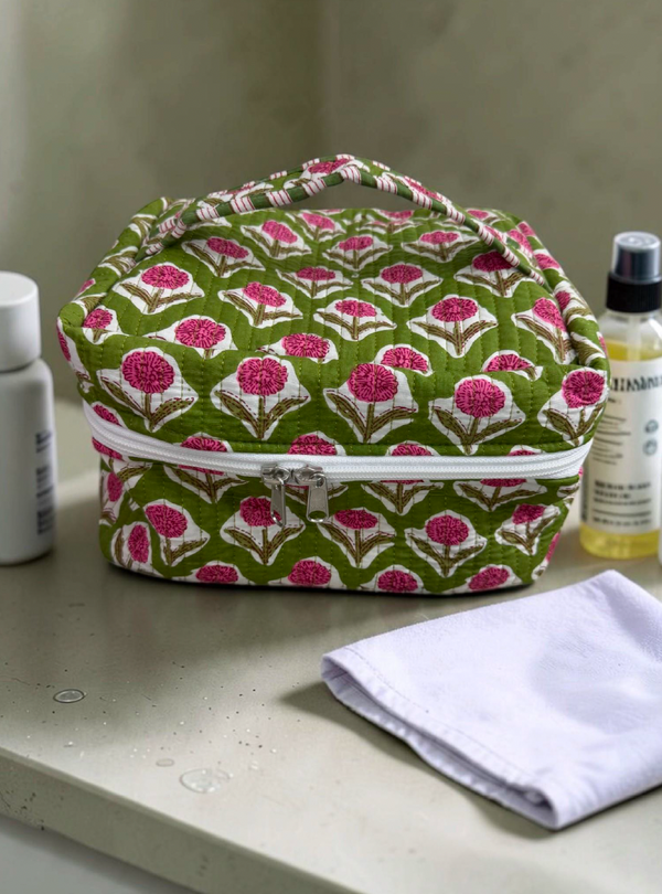 Olive Garden Quilted Vanity Bag