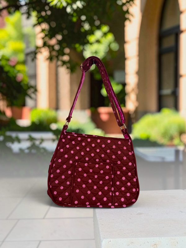 Burgundy Polka Sling Bag