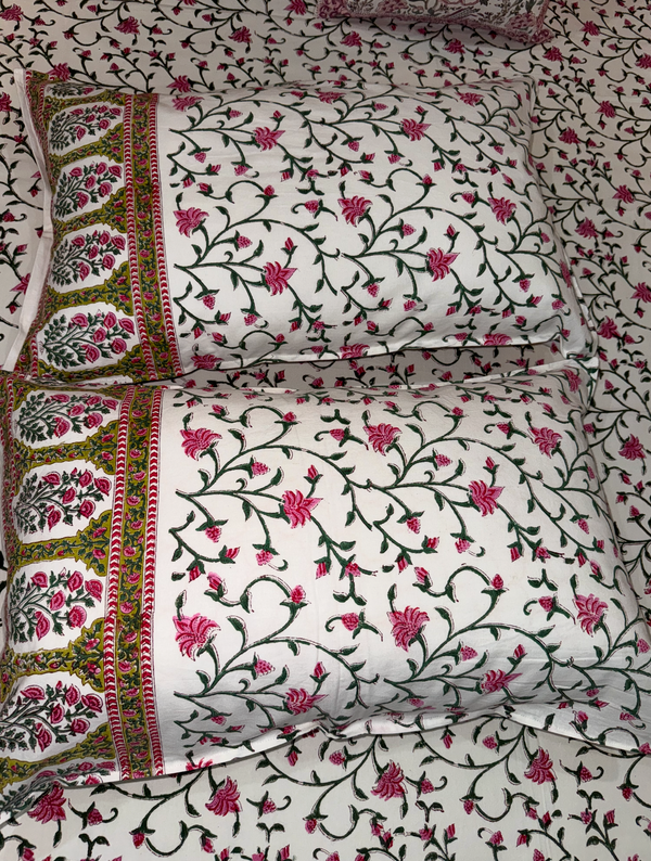 JAIPURI ROYAL PREMIUM COTTON BEDSHEET WITH ROSE PRINT (QUEEN SIZE 90*108) - newkasa